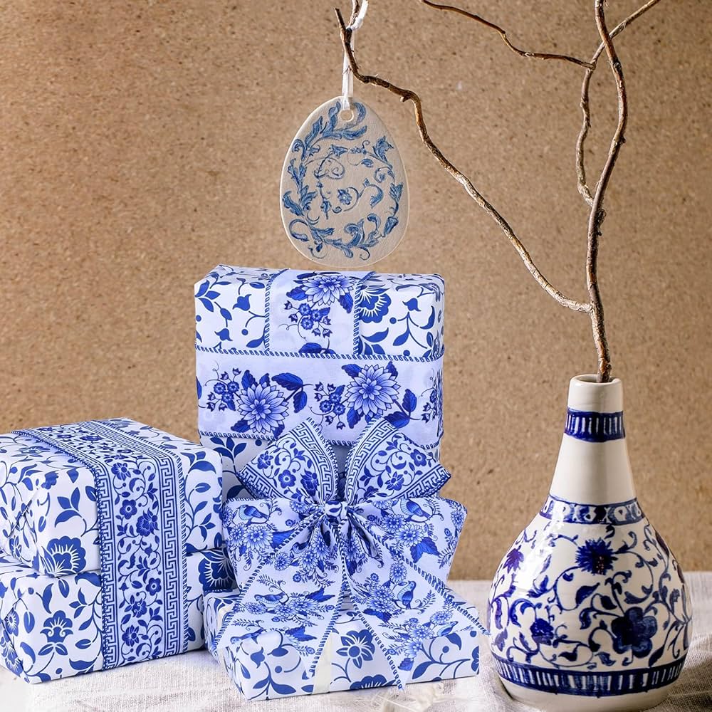 Amazon.com: 30 Yards Chinoiserie Floral Bird Ribbon Fabric
